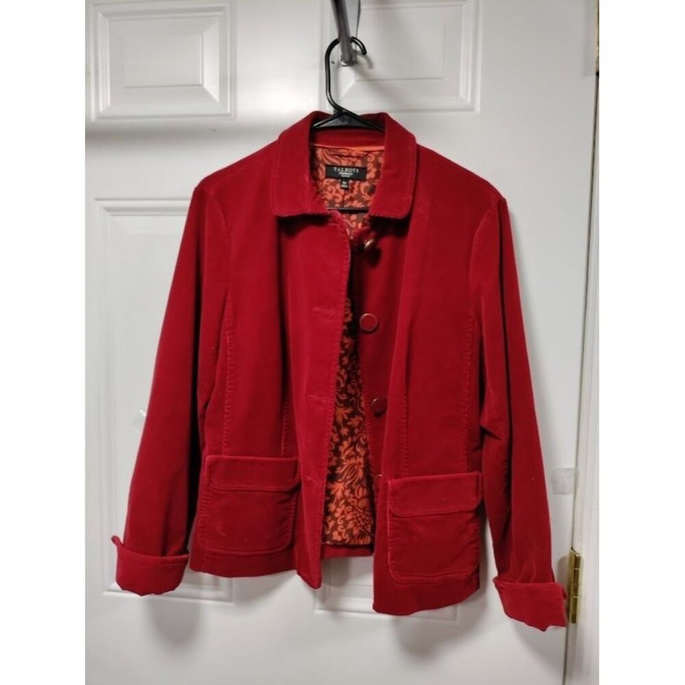 Talbots Long Sleeve Collar Button Front Corduroy Jacket Red Women's Size 16P - Picture 5 of 10